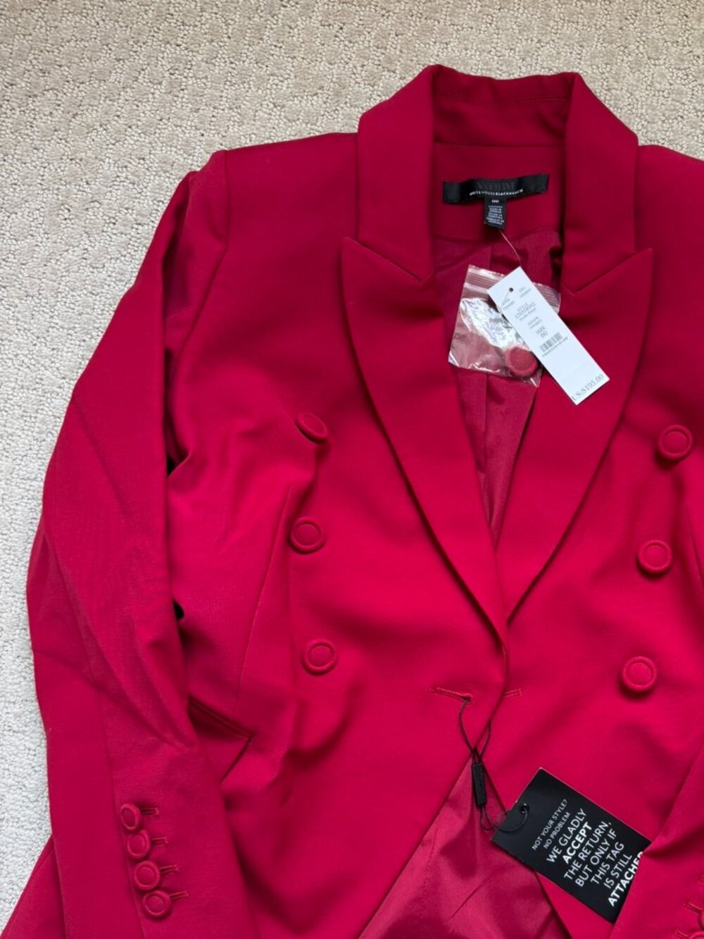 White House Black Market Pink Fuchsia Double-Breasted Blazer Size 00 New With Ta